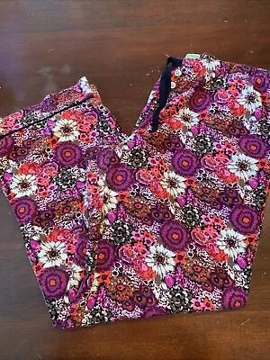 $18.88 • Buy Vera Bradley Pajamas Pants Large L 100% Cotton Flannel Floral Purple 