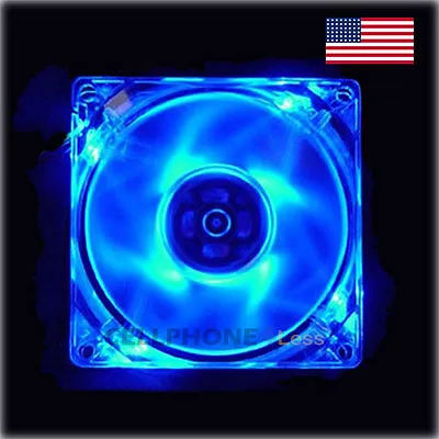 80mm Computer PC Clear Case Cooling Fan With LED - Blue • $7.49