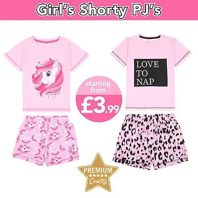 £4.99 • Buy Girls Pyjamas Shorty 1 Pack Pjs Short Nightwear Sleepwear Unicorn 1-11 Years