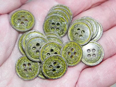 Lot Of Military Green & Yellow Brass Petina Buttons 5/8 7/811/16 13/16   AMG • $2.99