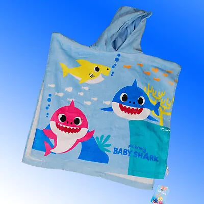 Baby Shark Hooded COTTON Towel Beach Wrap UK STOCK  Age 1-6 Years • £7.97