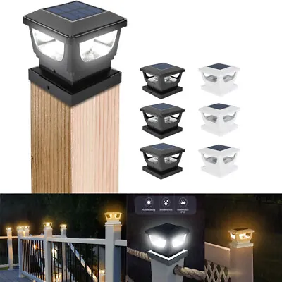 2-10x LED Solar Powered Deck Post Lights Garden Cap Square Landscape Fence Lamps • £28.79