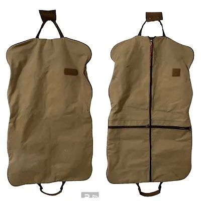 Jon Hart Two 2 Suiter Garment Bag Tan Canvas Leather Monogramed • $149.99