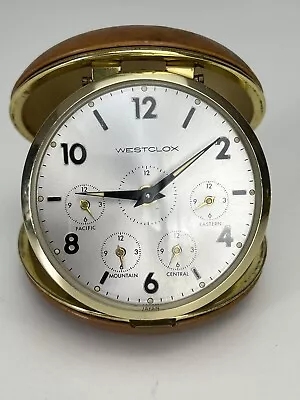 VTG Westclox Travel Alarm Clock US Time Zones Clamshell Snap Case - Working • $49.95