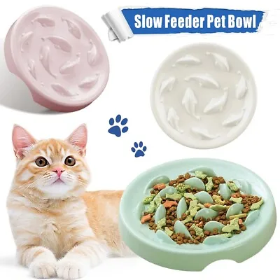 Melamine Fun Interactive Slow Feeder Bloat Stop Puzzle Cat Bowl Anti Gulping • £3.99