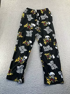 Vintage Guitar Hero Pajama Pants Mens Small Black Y2K All Over Print Drawstring • $14.99