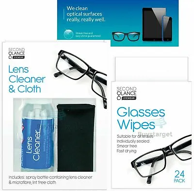 🔥 Glasses Cleaner Spray & Microfibre Cloth Wipes Spectacle Lens Camera Cleaning • £4.95