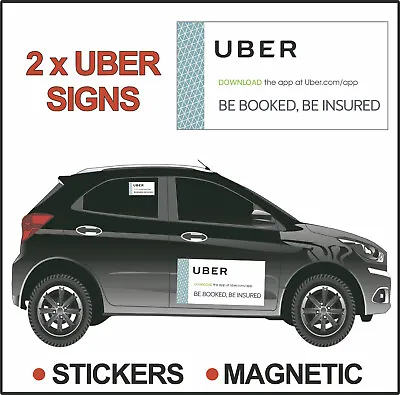 X2  SIGNS TAXI DOOR  MAGNET SIGNS Or  ADHESIVE STICKERS  LAMINATED N185 • £25