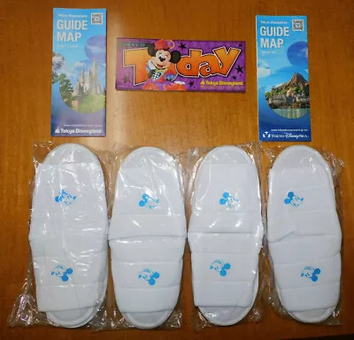 2019 Tokyo Disneyland Resort PARK MAPS + 4 PAIRS OF HOTEL SLIPPERS Mickey Disney • $19.99