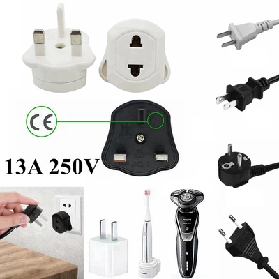 £3.26 • Buy EU European Euro Europe 2-Pin To 3-Pin UK Travel Plug Socket Converter Adapter