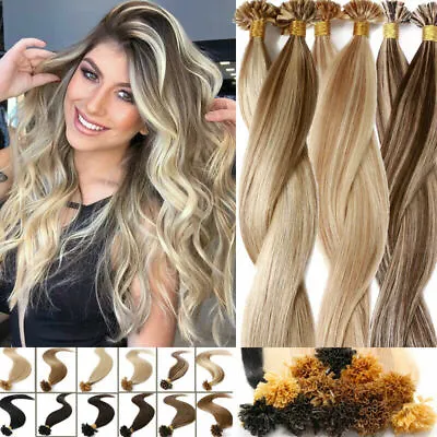 Pre Bonded Keratin U-Tip Remy Human Hair Extensions Nail Tip Hair Salon Quality • $17