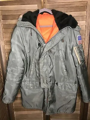 Vintage N-3B Men's Flyers Parka Military With Hood 1970 Medium No Tag READ • $75.40