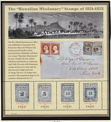 $6.29 • Buy 2002 Hawaiian Missionary Stamps Sc 3694 Mint 37c Sheet Of 4 MNH