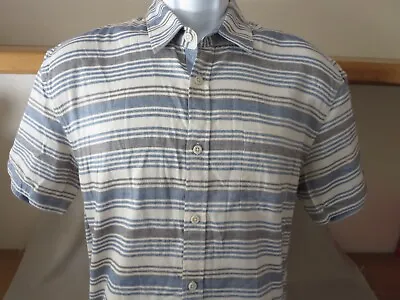 New Quicksilver Men's Shirt Creme Color Striped Beach Summer Fishing Size Large • $29.99