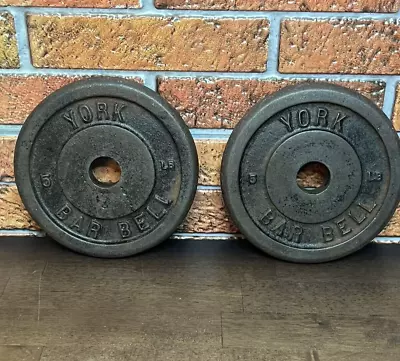 Vintage York Barbell 5 Lb. Standard Weight Plates Pair 10 Lbs. Total Weight • $24.99