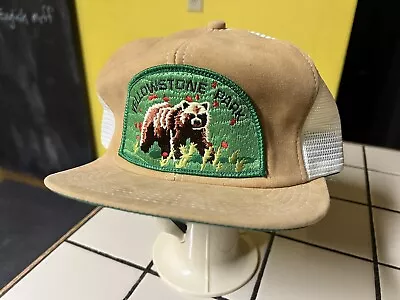 Vtg 80s K Products Yellowstone National Park Suede Trucker Snapback Hat Patch  • $249