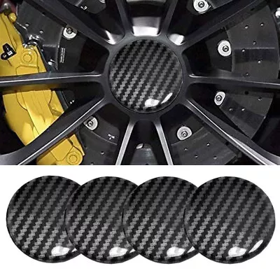 (4 Pack)  Carbon Fiber Stripe Wheel Center Caps Sticker Emblem Decal Dome Parts • $16.81