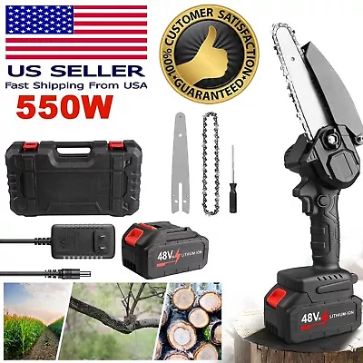 6 Inch Mini Handheld Electric Chainsaw Cordless Chain Saw 48V 550W Battery Power • $41.95