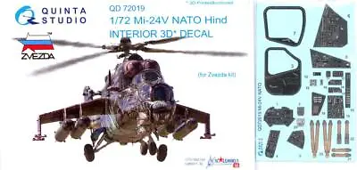 Quinta Studios 1/72 MIL Mi-24P NATO HIND DECAL COLORED INTERIOR SET Zvezda • $11.99