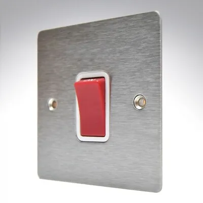 Hamilton Sheer Satin Steel 1 Gang 45A Red Rocker Cooker Switch ** FREE P&P** • £14.99