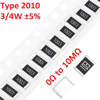 2010 SMD/SMT Resistors 3/4W ±5% Type 2010 SMT Resistance 170 Values • $1.58
