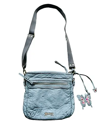 Mantaray Crossbody Bag Soft Shell Faux Leather Blue Zip Pocket • £14.24