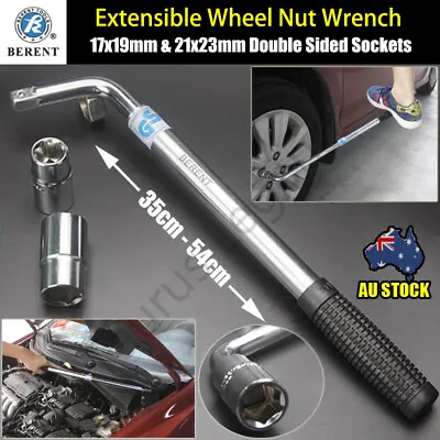 Extendable Car Wheel Brace Heavy Duty Nut Wrench CRV Sockets 17/19mm & 21/23m • $21.99