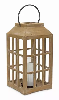 Lantern 8.75 D X 22.5 H Wood/Glass • $93.76