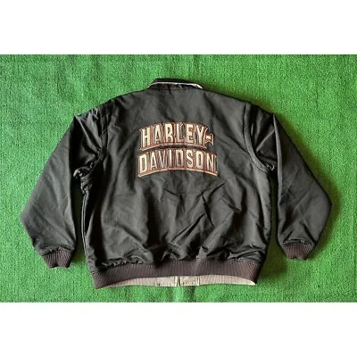 Vintage Harley Davidson Vintage Reversible Spellout Logo Biker Jacket Size 3XL • $69.30