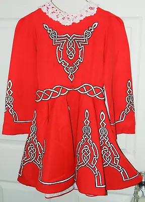 Embroidered Red W/ Black Girls Irish Step Dancing Costume W/ Cape Med. VG - Exc • $39.99