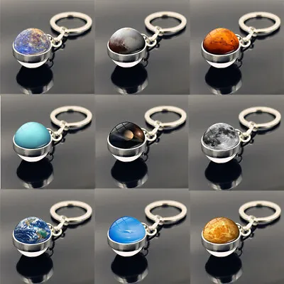 Glass Ball Keychain Nebula Solar System Gifts Double Side Planet Galaxy Pendant • $6.07