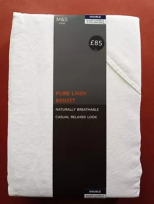 New M&S White Pure Linen Double Bed Set • £55