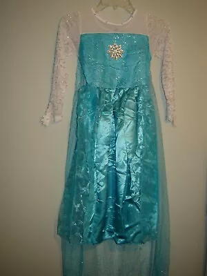 Girls Princess Elsa Frozen Fancy Costume Dress With Crown Halloween 120XL/140XXL • $19.95