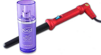 YOGI  PROFESSIONAL SOFT TOUCH RED CONICAL HAIR STYLING WAND + 120ml HEAT DEFENCE • £22.55