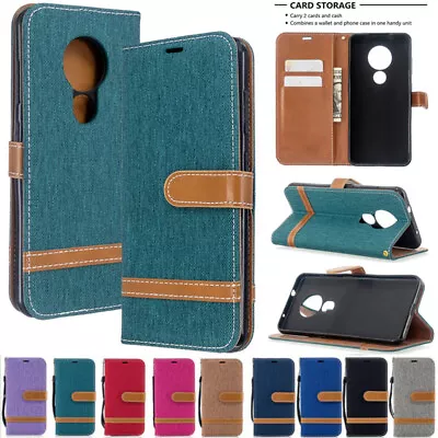 For Nokia G22 G20 2.4 3.4 5.3 7.2 Magnetic Leather Denim Wallet Stand Case Cover • $11.88