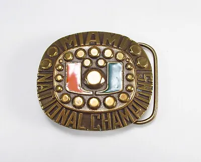 Vintage 1991 University Of Miami Hurricanes National Champions Brass Belt Buckle • $47.95