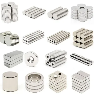 10 100 Round Disc Block Square Cube Magnets Rare Earth Neodymium N52 N50 N48  • $16