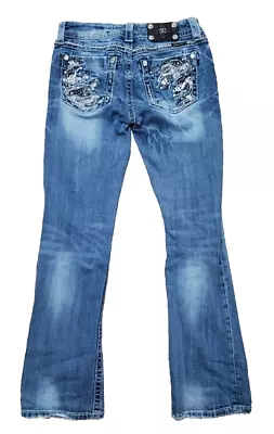 Miss Me Jeans Boot Cut 26 X 30 JE5863BR Blue Denim Embellished Womans Pants • $22.94