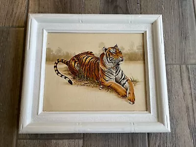 Vintage Artistic Interiors Inc Oil Painting Silk Screen Tiger Art • $25