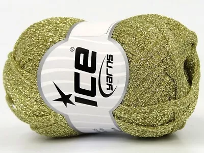 Halley Light Gold 80552 Ice Yarns Metallic Lurex Glitter Ribbon 50g 109yd 1/4 W • $7.99