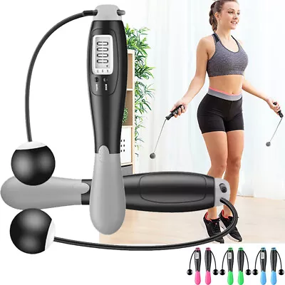 Digital Wireless Cordless Skipping Jump Rope Skip Fitness With Calorie Counter • $5.54
