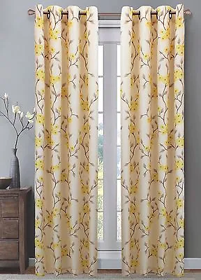 Luxury Printed Window Curtain Panel W 8 Bronze Color Grommet 54  X 84  Jennifer • $14.97