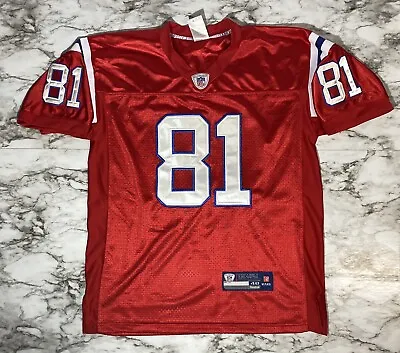 Aaron Hernandez Jersey Mens Large 48 Red Reebok #81 Stitched NFL Authentic • $849.99