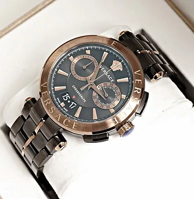 £446.91 • Buy Versace Men's Watch VE1D00619 Aion Chrono Swiss Made Grey Bronze Sapphire New