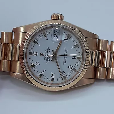 Rolex Mid Size Datejust 31 Mm President 18K Yellow Gold Watch 68278 Circa 1984 • $11990