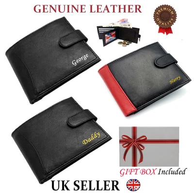 £9.95 • Buy Personalised Mens Wallet Genuine Leather Soft High Quality Slim Card Coin Purse
