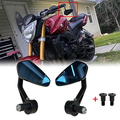 7/8  Bar End Mirrors + M16 Adapter For Yamaha FZ1 FZ09 FZ07 MT-07 MT-09 MT-10 UK • £35.10