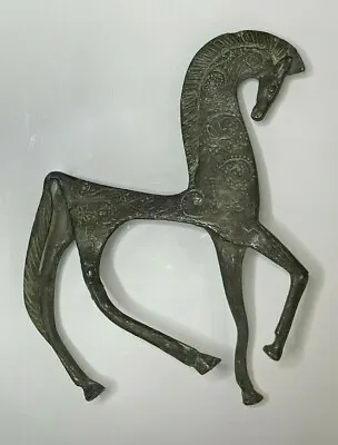 Intage Bronze Ancient Greek 9.25  Metal Horse Sculpture Figurine Unmarked • $19.99