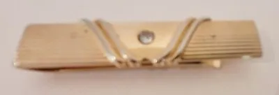 Vintage Signed Anson Tie Clip Clasp Bar ~ Gold Tone ~w/inset Stone • $4.95