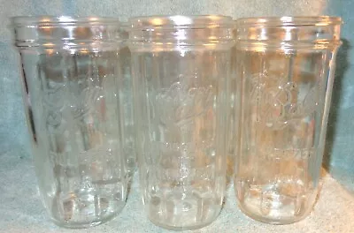 6 Old Vintage Wide Mouth Textured Glass Ball Freezer Canning Jars  20 Oz 6-3/4  • $89.95